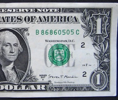 2017A $1 (ONE DOLLAR) - NOTE - FANCY SERIAL NUMBER - "86 86 05 05" - Image 1 of 3