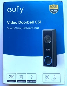 Eufy Video Doorbell C31 2K Battery/Powered NO Monthly Fee Security Video Chat - Picture 1 of 3