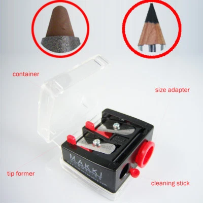 MAKKI PROFESSIONAL TRIO COSMETIC PENCIL SHARPENER MOST SIZES ROUND & POINTED TIP