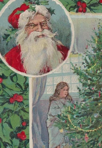 Santa Christmas Postcard Girl Wrapped Blanket - Picture 1 of 3