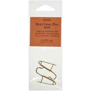 Gold Portuguese Knitting Pins by Lacis ~ Used to Control Tension - Picture 1 of 1