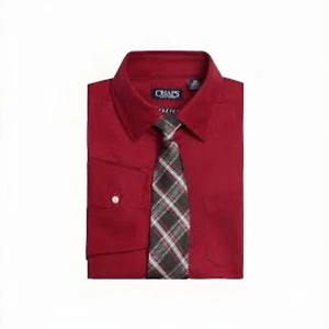 NEW Chaps Dress Apparel Long Sleeve Dress Shirt and Tie Boys Size 4/5 Sienna Red - Picture 1 of 1