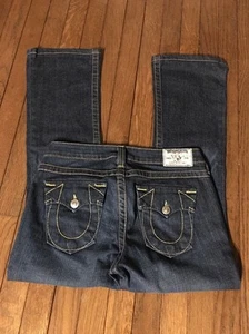 True Religion Becky Dark Wash Boot Cut Low Rise Jeans 28 Waist 27 Inseam - Picture 1 of 7