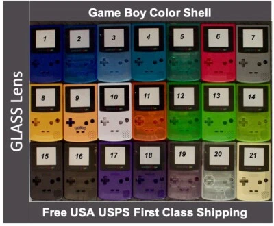 Nintendo Game Boy Color GBC Shell + Glass Lens + Buttons- Pick Shell Color!