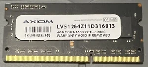 4GB Axiom LV51264Z11D316813 PC3L-12800 DDR3-1600 Laptop RAM - Picture 1 of 2