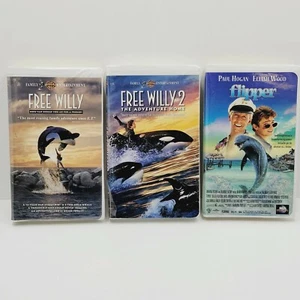 Family Movie Night VHS Video Tape Lot 3 Movies Free Willy 1 And 2 Flipper - Photo 1/5