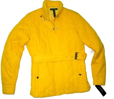 Ralph Lauren women's Quilted Jacket w/ Belt -size Medium - Mango yellow - Image 1 of 4