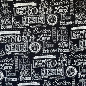 King of Kings Christian Religious Cotton Fabric With Names Of Jesus 2.5 yd ????? - Picture 1 of 4