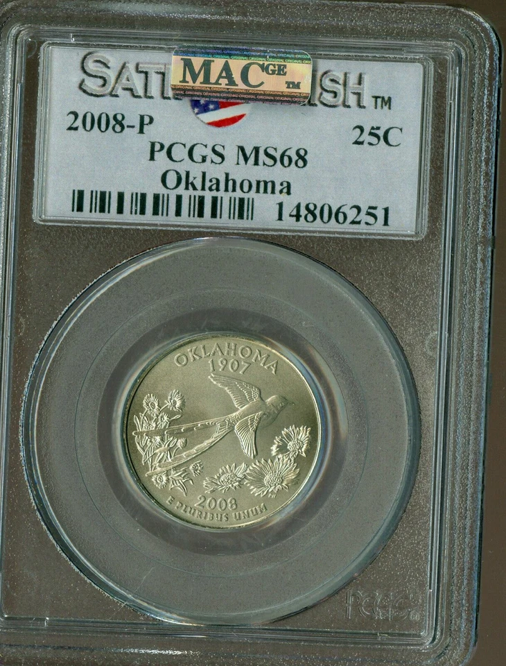 2008 P OKLAHOMA QUARTER PCGS MS 68 SF PQ 2ND FINEST GRADE MAC SPOTLESS . - Image 1 of 2
