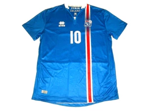 SIGURDSSON ERREA FYRIR ISLAND #10 SHORT SLEEVE BLUE JERSEY SHIRT-SIZE L - EUC - Picture 1 of 9