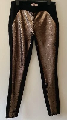 Ted Baker Black Trousers/ Legging With Gold/Black Reversible Sequins Size 2 UK10 - Image 1 of 4