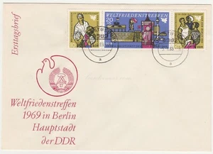 FDC Alemania DDR, 1969. Augustusburg. Encuentro mundial por la paz primer día - Imagen 1 de 2