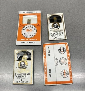 Vintage Sewing Needles Lot Of 4 Package Crowleys Lion Brand Milwards England - Picture 1 of 5