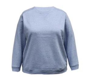 NWT- Karen Scott Sport Soft Fleece Sweatshirt Lt Blue Heather Women’s Sz 1X - Picture 1 of 5