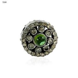 Espaciador rodio diamante negro turmalina verde 0,80 quilates hallazgo plata 925 925 - Imagen 1 de 4