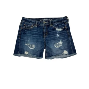 American Eagle Women's Destressed Denim Shorts Size 4 Frayed Hem Cutoff - Picture 1 of 7