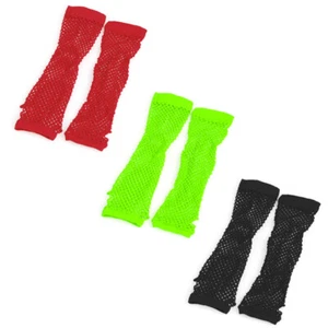 Sexy Women Lady Punk Dance Lace Fingerless Fishnet Gloves Mittens - Picture 1 of 9
