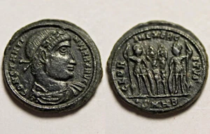 Constantine 307A Rare genuine Ancient Roman coin soldiers Legionary standards XF - Picture 1 of 4