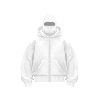 Balaclava Hoodie Zipper Winter Hoodies for Mens Double Layer Hooded Sweatshirt - Image 1 of 4