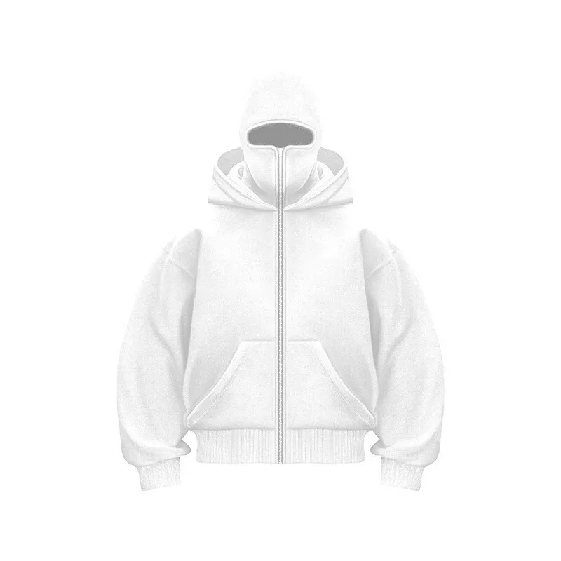 Balaclava Hoodie Zipper Winter Hoodies for Mens Double Layer Hooded Sweatshirt - Image 1 of 4