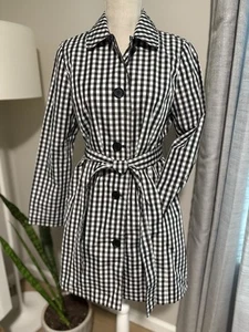 Neu! Talbots Gürtel 3/4 Länge schwarz Gingham Regenmantel Größe 2 UVP 199 $ - Bild 1 von 7