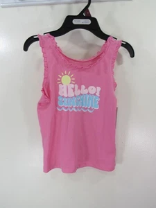 New 365 Kids Mini Ruffle Tank Size 6 Pink HELLO SUNSHINE - Picture 1 of 7