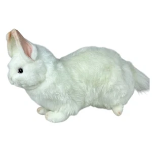 Hansa Creations White Snow Rabbit Plush Bunny Realistic 14"x 9” Life Size #4672 - Picture 1 of 7