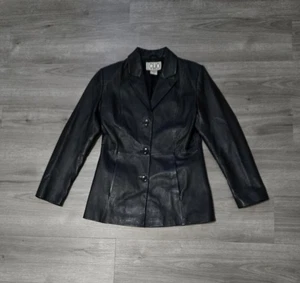 Vintage Clio schwarze Lederjacke Blazer Damengröße 8 90’s Y2K  - Bild 1 von 10
