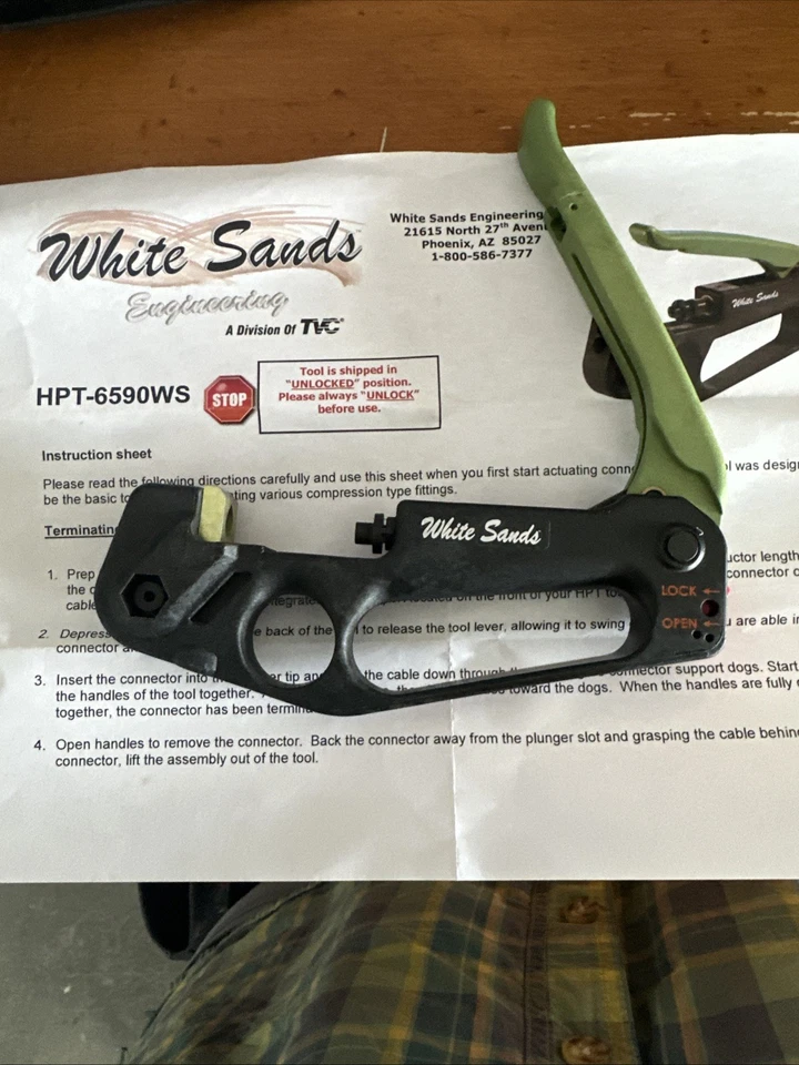White Sands HPT -6590WS Mini Coax Crimping Tool For RG59-RG6 - Image 1 of 4