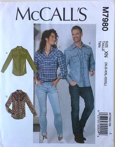 McCalls 7980 Misses Mens Shirts Sewing Pattern Sz XL-XXL-XXXL - Picture 1 of 1