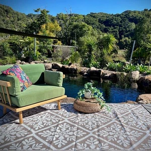 RECYCLED Plastic Outdoor Rug | Gumnut Design, Rectangle in Fawn - Picture 1 of 4
