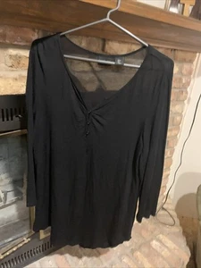 Rachel Zoe Black Sheer  Long Sleeve Top Made In Peru Size Small - Picture 1 of 5