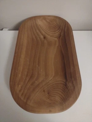 Antiga tigela de frutas de madeira esculpida à mão prato de charcutaria peça central de mesa  - Imagem 1 de 4