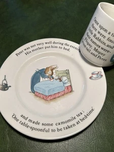 Wedgwood Child’s Peter Rabbit Plate & Cup Flopsy, Mopsy, Cotton Tail & Peter. - Picture 1 of 8