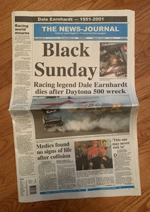 Periódico Black Sunday Death Dale Earnhardt The News Journal Daytona Beach - Imagen 1 de 3