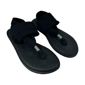 Sanuk Womens Sling Sandal Shoe Black Yoga Mat Memory Foam Size 9 - Picture 1 of 12