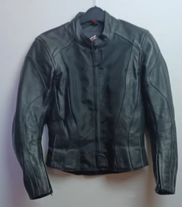 Hein gericke black leather & textile biker jacket with shoulder elbow pad Size 8 - Picture 1 of 17