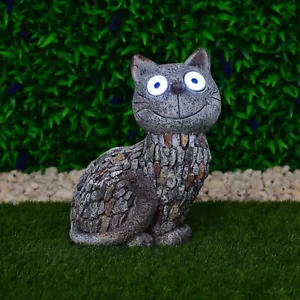 Adorno de jardín efecto piedra solar gato ojos LED blancos fríos sin cableado requerido - Imagen 1 de 7