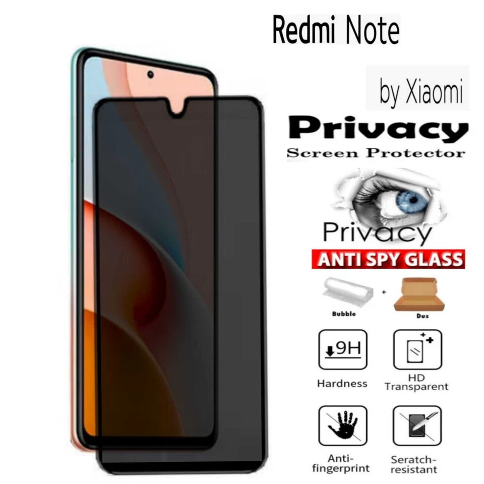 Privacy Screen Protector For Xiaomi Redmi Note 10 Pro, 11, 11Pro+, 11E, 12, 9S - Image 1 of 4