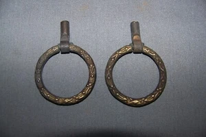 Two, Vintage, Small, Brass, Furniture Ring Pulls, With Attractive Design - Picture 1 of 4