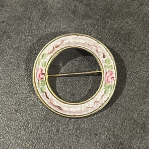 Broche prendedor calado círculo redondo guilloche Art Deco - Imagen 1 de 3