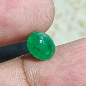 1.90 Carat Natural Cabochon Vivid Green Emerald Loose Gemstone for Ring Making - Picture 1 of 9