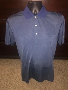 Peter Millar Mens Blue Striped Collared Summer Comfort Polo Shirt Size Medium - Picture 1 of 7