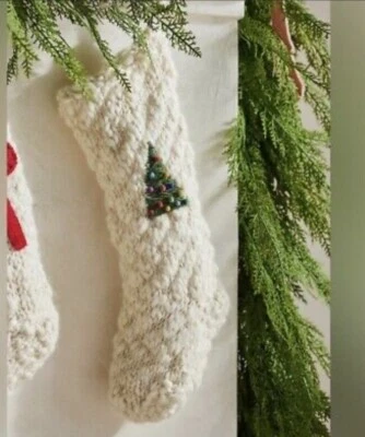 Anthropologie Grueso Tejido Lana ÁRBOL DE NAVIDAD Icono Medias Hechas a Mano Nepal Foto 1 de 4