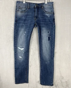 ARMANI EXCHANGE Men's Jeans 32 Blue Wash Slim Fit Destroyed Patchwork - Picture 1 of 17