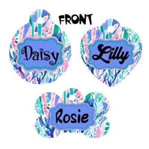 Pet ID Tag Lilly Floreale Personalizzato Doppio Lato Pet Tag con Nome e Numero - Foto 1 di 12