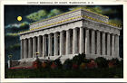 Vtg 1920s Lincoln Memorial by Night Moonlight Washington DC Unused Postcard