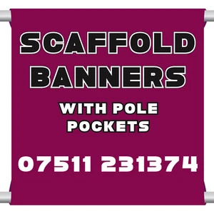 3FT x 3FT SINGLE AND DOUBLE SIDED BANNERS WITH POLE POCKETS SCAFFOLD - Picture 1 of 4
