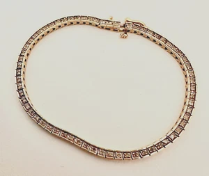10k Yellow Gold 3mm Wide Diamond Tennis 7" Bracelet with Safety Clasp #21 - Picture 1 of 8