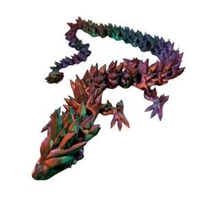 Crystal Dragon Fantasy Fidget Toy - 3D Printed Movable Decor Purple Green Bronze - Picture 1 of 18